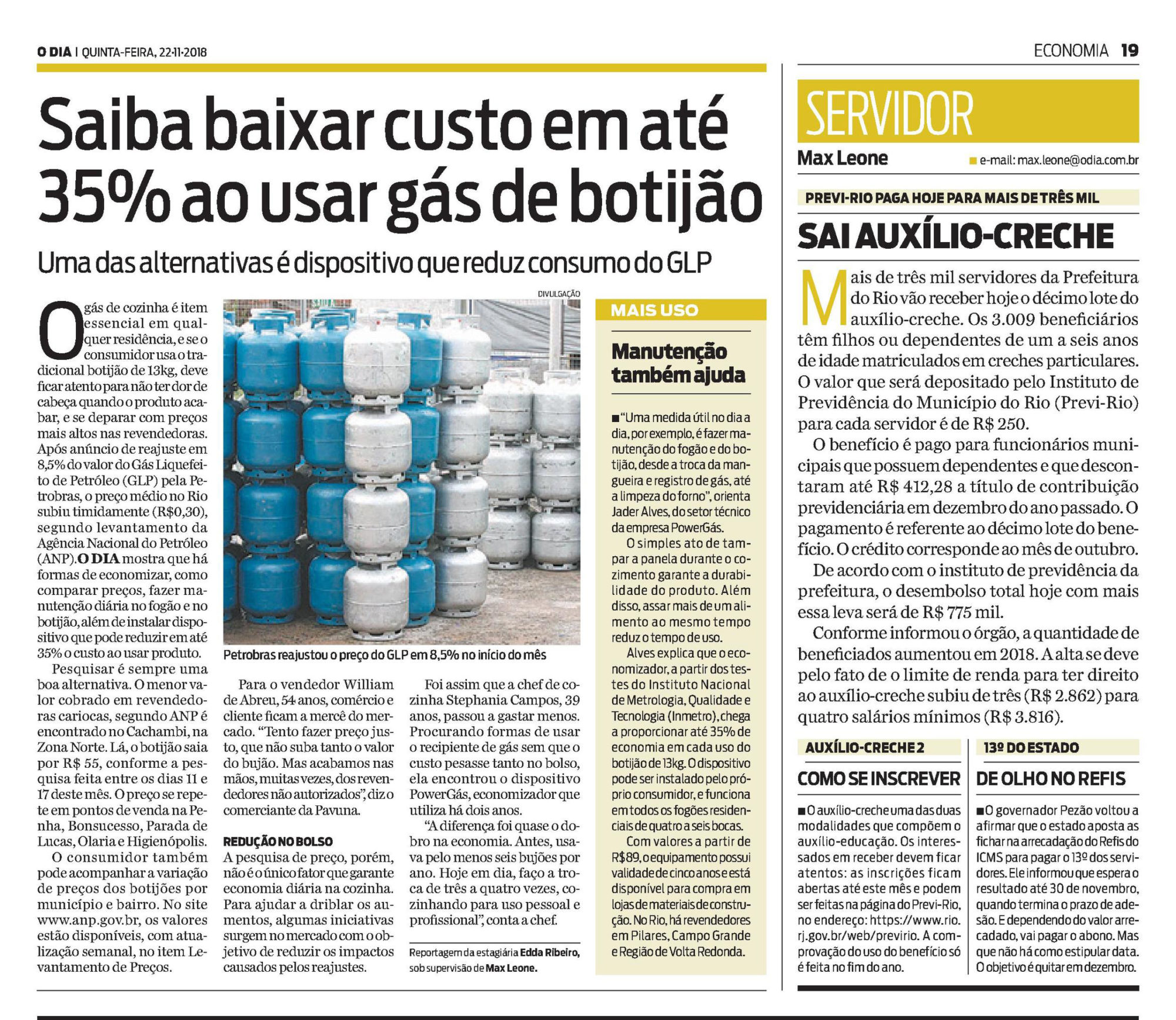 Powergás na imprensa Jornal Impresso O Dia